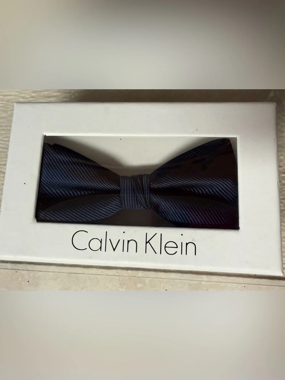 Calvin Klein Men's Blue Ribbed Bow Tie